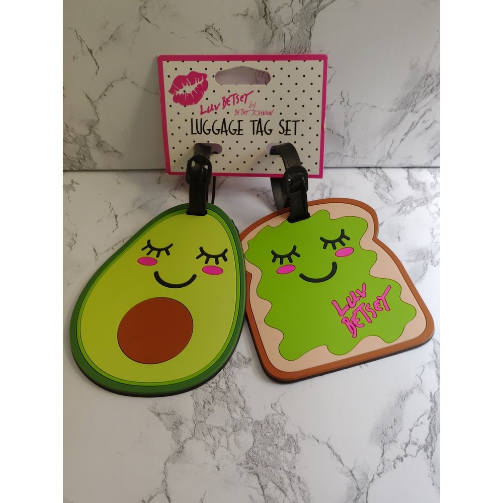 Betsey Johnson Luv Betsey Luggage Tags Avocado And Avocado Toast BRAND NEW